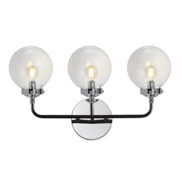 Caleb Brass Vanity Wall Sconce Clear